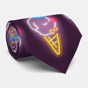 Cravate Chien à crème glacée de néon