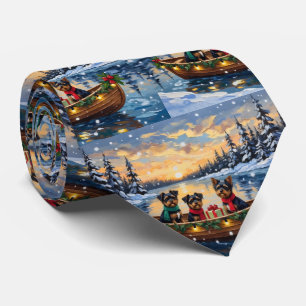 Cravate Chien Affenpinscher Noël Bateau Fêtes