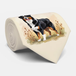 Cravate Chien Berger Australien Tricolore Noir Aussie
