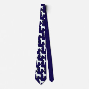 Cravate Chien Blanc Bleu Foncé 