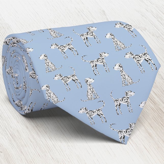 Cravate Chien Dalmatien Amusant Bleu Clair (Fun Dalmatian dog neck tie for animal and puppy lovers. Perfect for Fathers Day.)