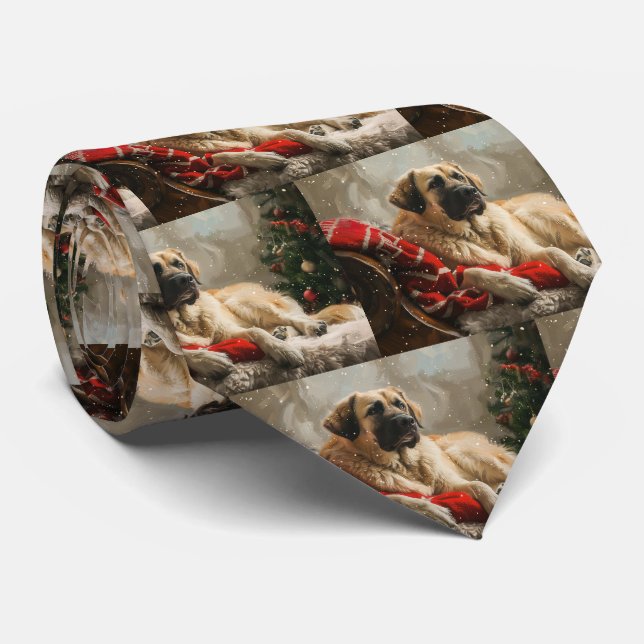 Cravate Chien de berger d'Anatolie Fête de Noël (Roulé)