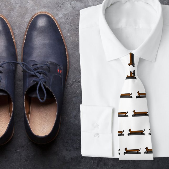 Cravate chien de dachshund skateboard (cool ties for cool men who love dogs)