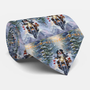 Cravate Chien de montagne bernois à moto Noël
