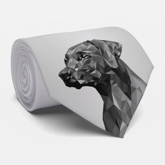 Cravate Chien géométrique gris (Roulé)