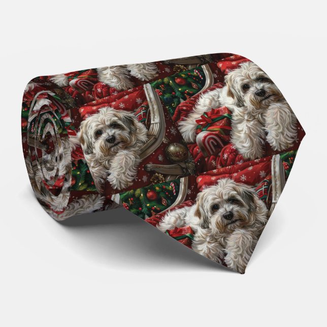 Cravate Chien Havanais Noël Festif (Roulé)