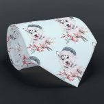 Cravate Chien Husky de Noël dans un chapeau de Père Noël<br><div class="desc">Une cravate avec un tableau blanc et mignon aquarelle d'un chien coquin portant un chapeau bleu du Père Noël.</div>