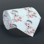 Cravate Chien Husky de Noël dans un chapeau de Père Noël<br><div class="desc">Une cravate avec un tableau blanc et mignon aquarelle d'un chien coquin portant un chapeau bleu du Père Noël.</div>