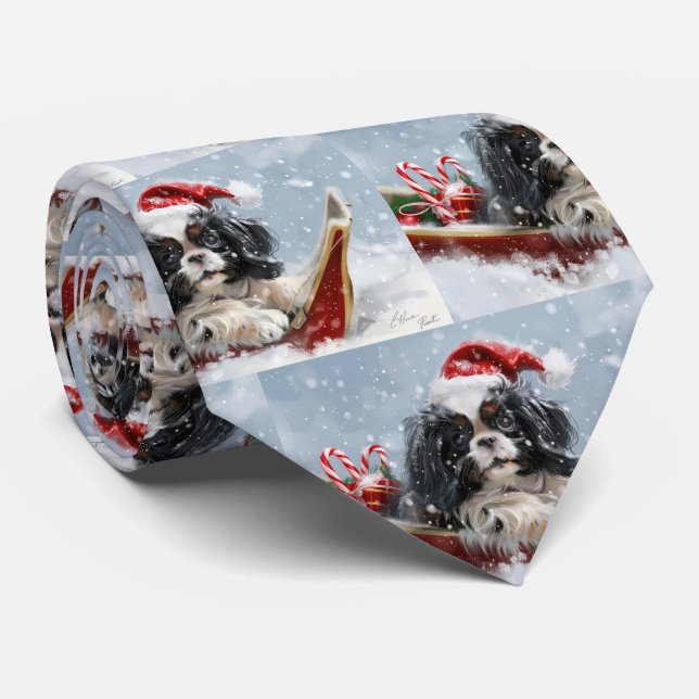 Cravate Chien Japonais Chin Noël Fête (Roulé)