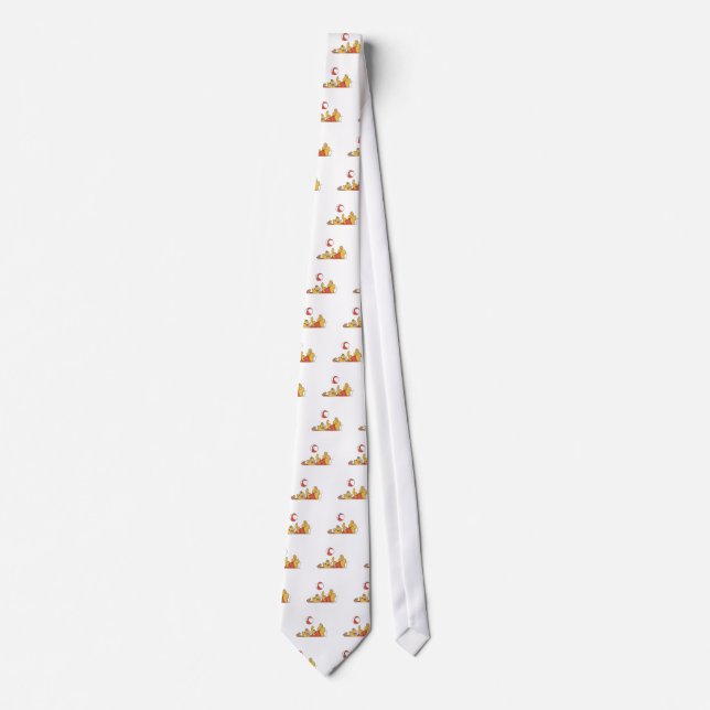 Cravate Chien jouant avec des T-shirts et des cadeaux de b (Devant)