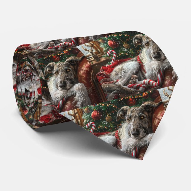 Cravate Chien Lévrier de Noël Festif (Roulé)