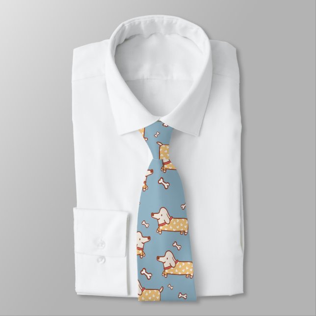 Cravate Chien mignon et Motif sans os (Attaché)