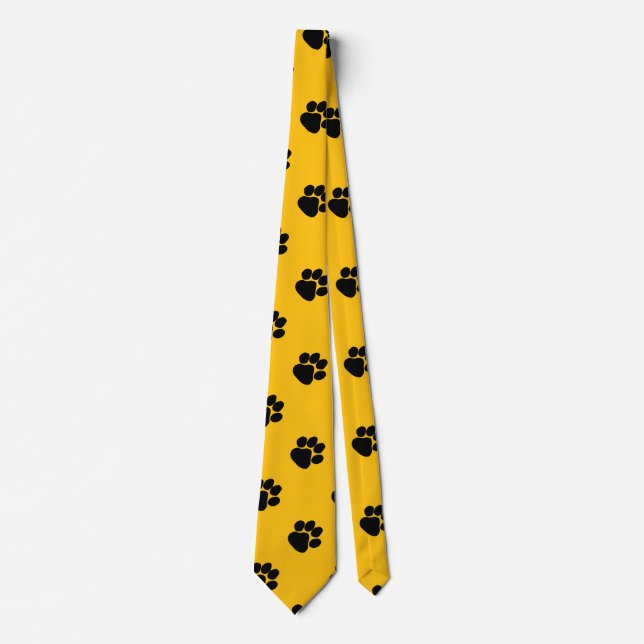 Cravate Chien Paws amusant Anniversaire Cadeau Jaune (Devant)