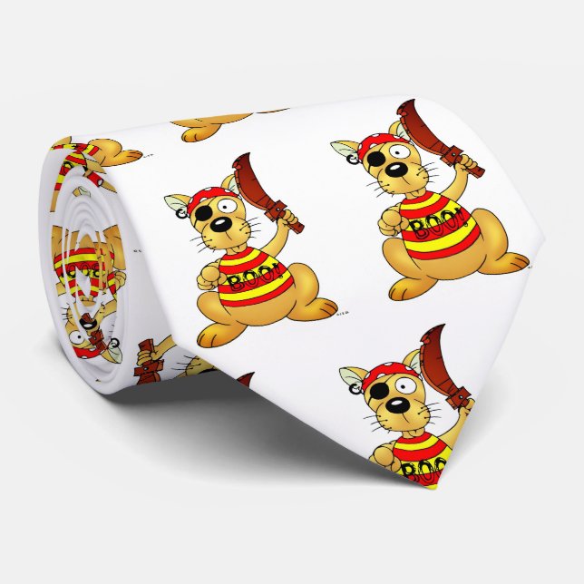 Cravate Chien pirate drôle avec épée jouet (Roulé)