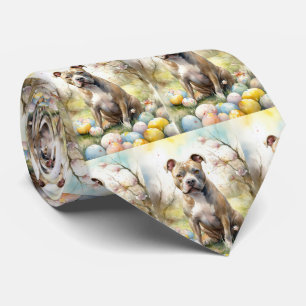 Cravate Chien Pitbull avec œufs de Pâques de vacances