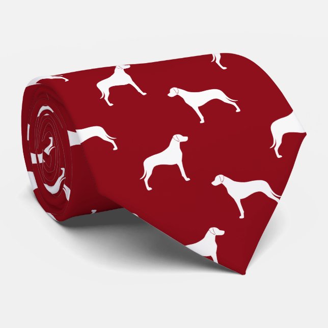 Cravate Chien Rhodesian Ridgeback Silhouettes Motif Rouge (Roulé)