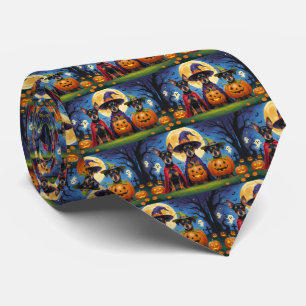 Cravate Chiens Affenpinscher Citrouille Halloween Drôle
