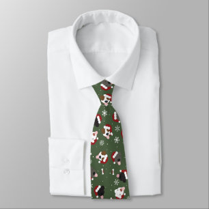 Cravate Chiens de Noël sur Vert