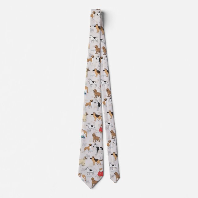 Cravate Chiens mignons Design Motif Blanc (Devant)