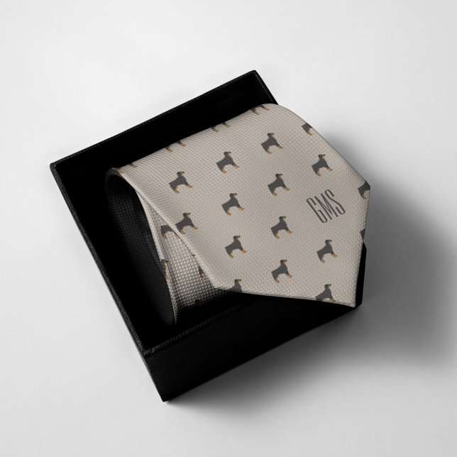Cravate Chiens Rottweiler Motif Monogramme (Créateur téléchargé)