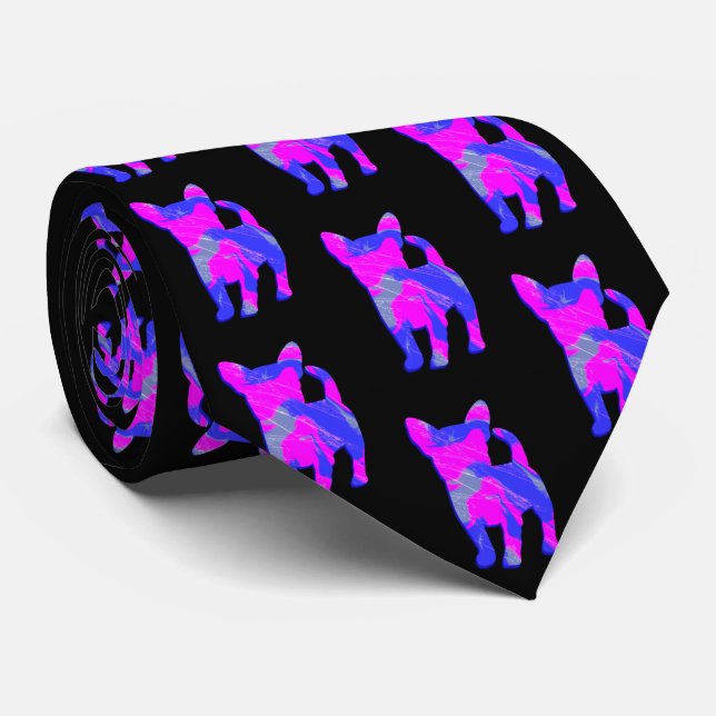 Cravate Chihuahua Chien rose Silhouette Noir Cou (Roulé)