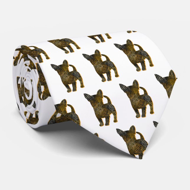 Cravate Chihuahua Chien Silhouette Halloween Cou blanc (Roulé)