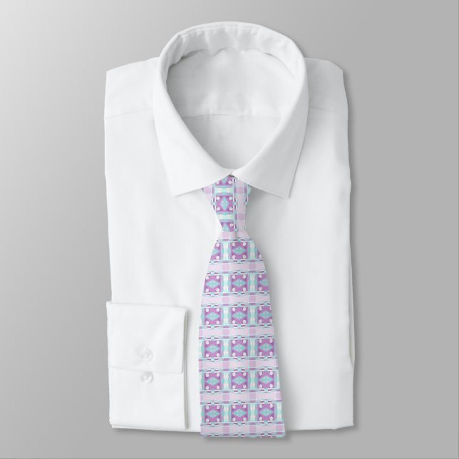 Cravate Chintz bohème 73 Pastel Lilac Turquoise (Attaché)
