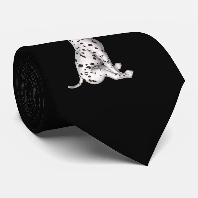 Cravate Chiot dalmate Et Rose Blanche (Roulé)