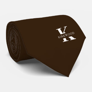 Cravate Chocolat Brown Élégant Monogramme + Nom