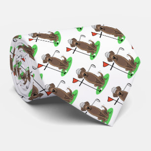 Cravate Chocolat de golf Labrador Retriever Dog - Drôle