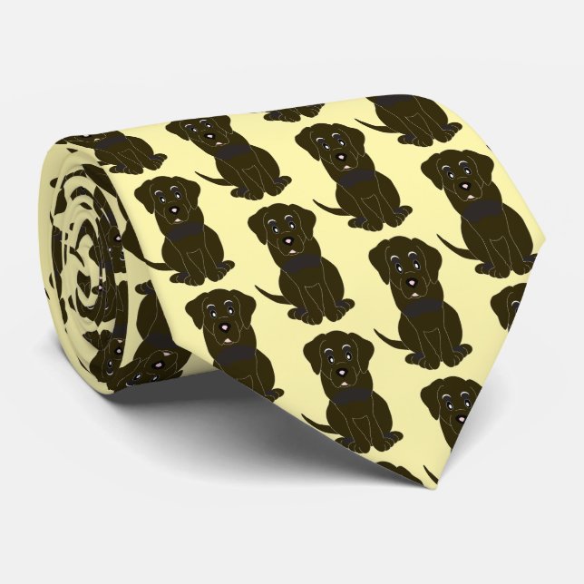 Cravate Chocolat Labrador Chien Design (Roulé)