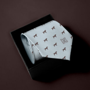 Cravate Chocolat Labrador Chiens Motif Monogramme