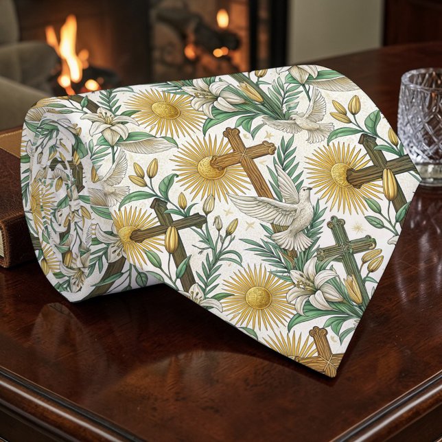 Cravate Christian Crosses with Doves Custom Necktie (Créateur téléchargé)