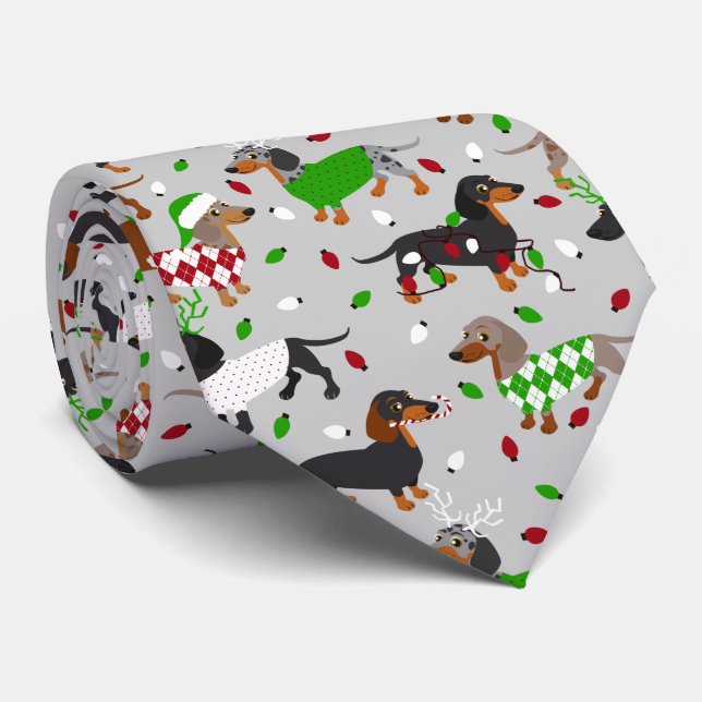 Cravate Christmas Dachshund All Coats Neck Tie (Roulé)