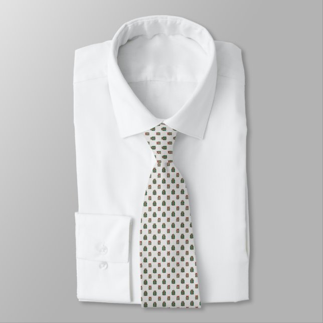 Cravate Christmas Gifts - Green, Red Men's Custom Necktie (Attaché)