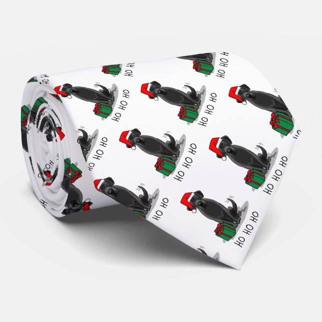 Cravate Christmas Père Noël Black Labrador Retriever Cute (Roulé)
