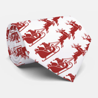 Cravate Christmas Santa Sleigh With Reindeer