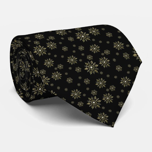 Cravate Christmas Silver Snowflake Men's Tie (Roulé)