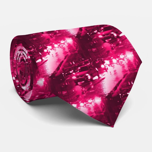 Cravate Circulation en ville - Neaon Red (Roulé)