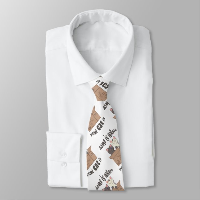 Cravate Citation drôle Accueil est où est votre chat (Attaché)