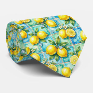 Cravate Citron d'Amalfi Méditerranée Faux Diamants Faux So