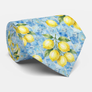 Cravate Citron d'Amalfi Méditerranée Faux Diamants Faux So