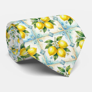Cravate Citron d'Amalfi Méditerranée Faux Diamants Faux So