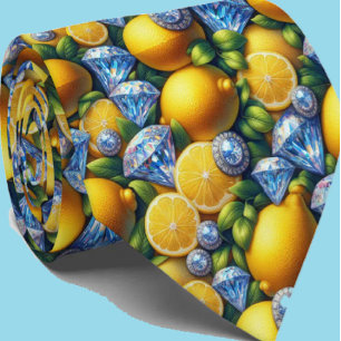 Cravate Citron d'Amalfi Méditerranée Faux Diamants Faux So
