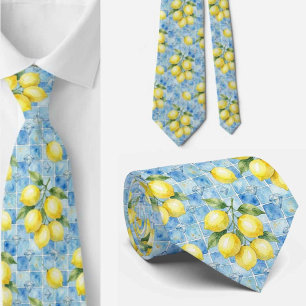 Cravate Citron d'Amalfi Méditerranée Faux Diamants Faux So