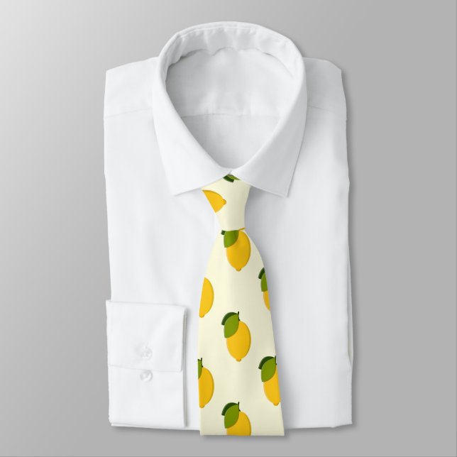 Cravate Citrons Motifs Fruits d'agrumes jaunes et verts (Attaché)
