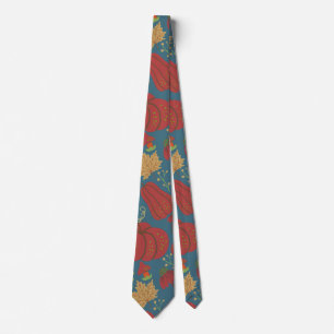 Cravate Citrouille et carotte sans couture motif rouge et
