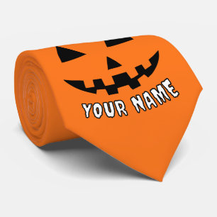 Cravate Citrouille orange personnalisé Halloween Votre Nom