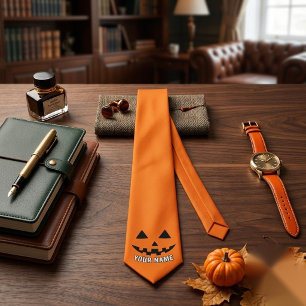 Cravate Citrouille orange personnalisée Halloween Votre no