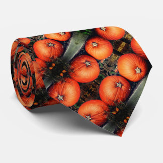 Cravate Citrouille Pair Automne Motif Abstrait